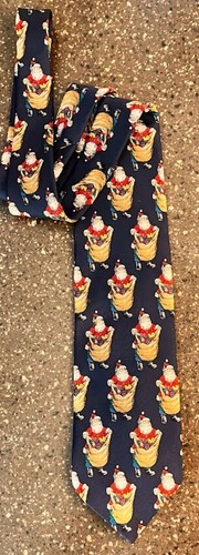 Mens Necktie  Santa Christmas Silk Claus Toy Bag Tie Holiday  Novelty - Picture 1 of 4