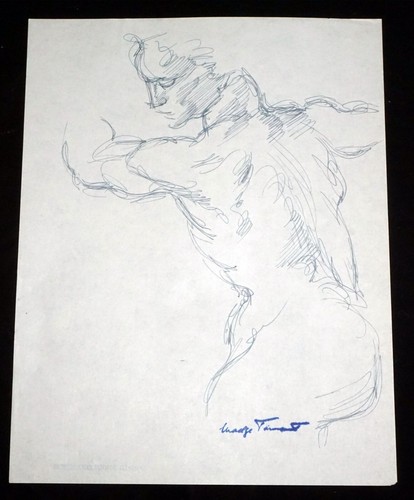 50s Hawaii Line Research Drawing Male Figure Side Madge Tennent (1889-1972)(DAT)