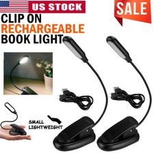 2PCS Small Table LED Reading Book Light USB Rechargeable Flexible Clip Desk Lamp