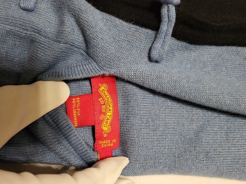 SHANGHAI TANG S Reversible cashmere silk Cardigan Blue Black Button Sweater - Picture 9 of 10