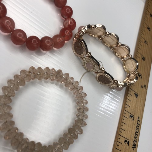 X Lote De Colección Retro Años 70 Oro Rosa Vidrio Rosa Cuarzo Cristales Cuentas Elástico Boho - Imagen 6 de 7
