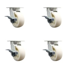 5 Inch KP Nylon Caster Set with Ball Bearings and Brakes/Swivel Locks SCC