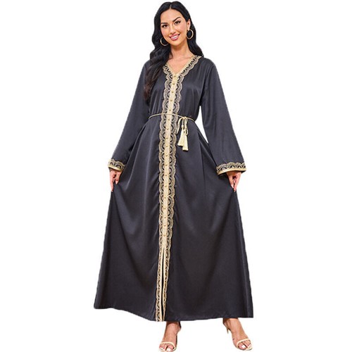 Maxi Vestido Musulmán Ramadán Mujeres Largo Kaftán Dubai Islámico Marroquí Modesto Abaya - Imagen 6 de 79