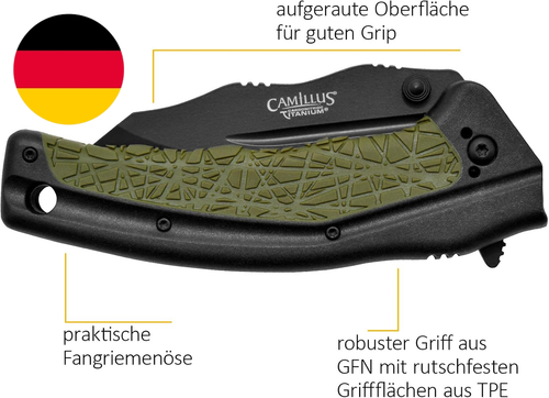 Camillus CHASSE Klappmesser, Einhandmesser Mit 7,6 Cm Klinge Mit Carbonitride Ti - Bild 5 von 12
