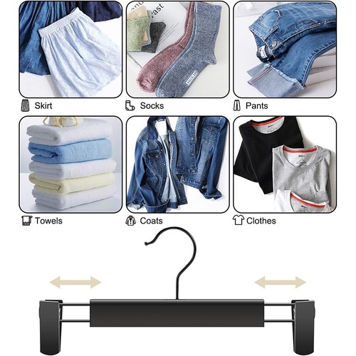 10/20/30/60 Pack Clothes Pants Hangers With 360 ° Swivel Hooks, Adjustable Clips - Picture 4 of 9