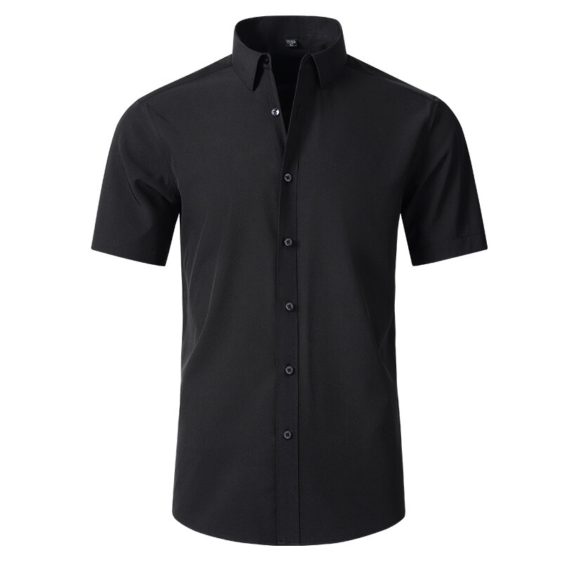 Men's Dress Shirts Formal Business Short Sleeves Slim Fit Elastic ...