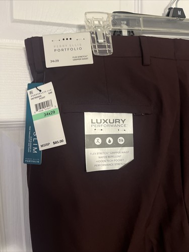 Perry Ellis Portfolio Luxus Performance Hose 34/29 Slim NEU weinrot UVP 85 $ - Bild 2 von 4