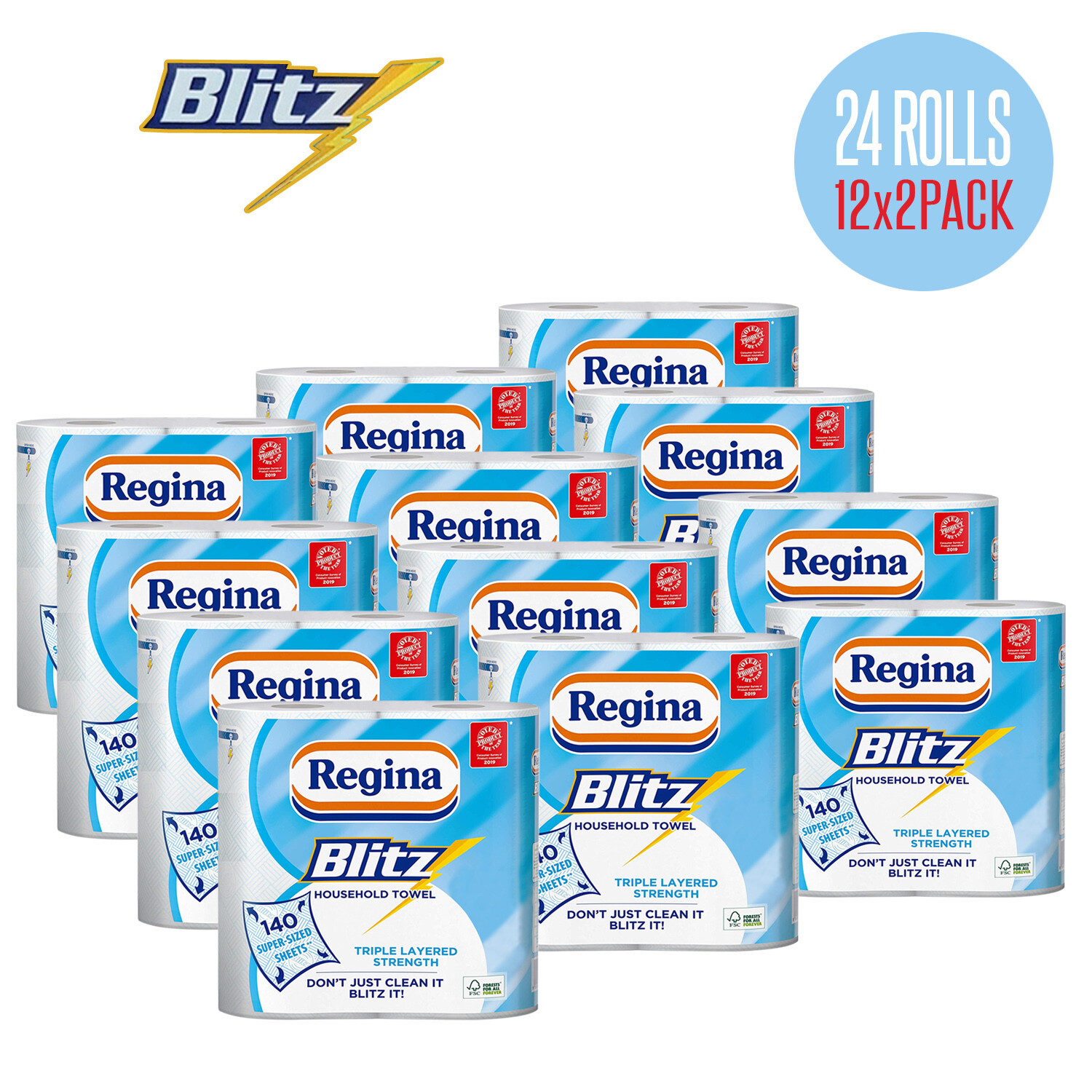 New Regina Blitz,3 Ply Kitchen Towel Rolls,Household Towel Jumbo XXL