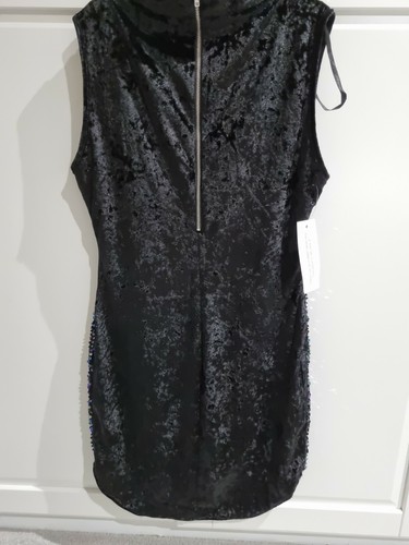 A/X Paris Black Velvet High Neck Dress With Sequin Front, Size 10 - Picture 2 of 5