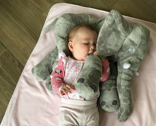 Elefant Plüschtier in Rosa / Blau / Grau Kuscheltier mit Kuscheldecke Stofftier - Bild 7 von 9