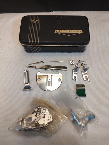 Vintage 1960 Brother Sewing Machine Accessories Tin With Attachments Parts NOS - Picture 6 of 11