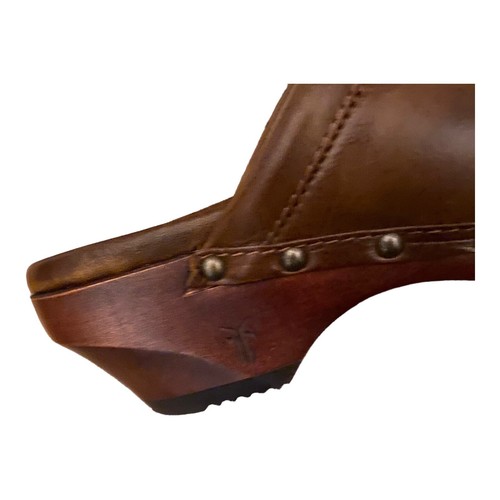New Frye Clara Campus Brown Leather Shearling Lined Clogs Shoes Size 37 Womens - Picture 16 of 24