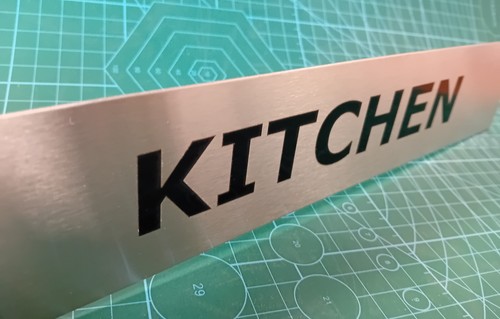 STAINLESS STEEL METAL DOOR PLAQUE LABEL WITH CHOICE OF COLOURED LETTERING - Picture 3 of 4