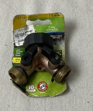 Green Thumb 381294 Garden Hose 2-Way "Y" Faucet Connector, Splitter , Brass