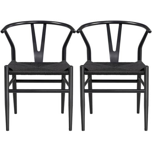 Yaheetech Modern Weave Y-Shaped Dining Chair with Solid - Picture 5 of 15