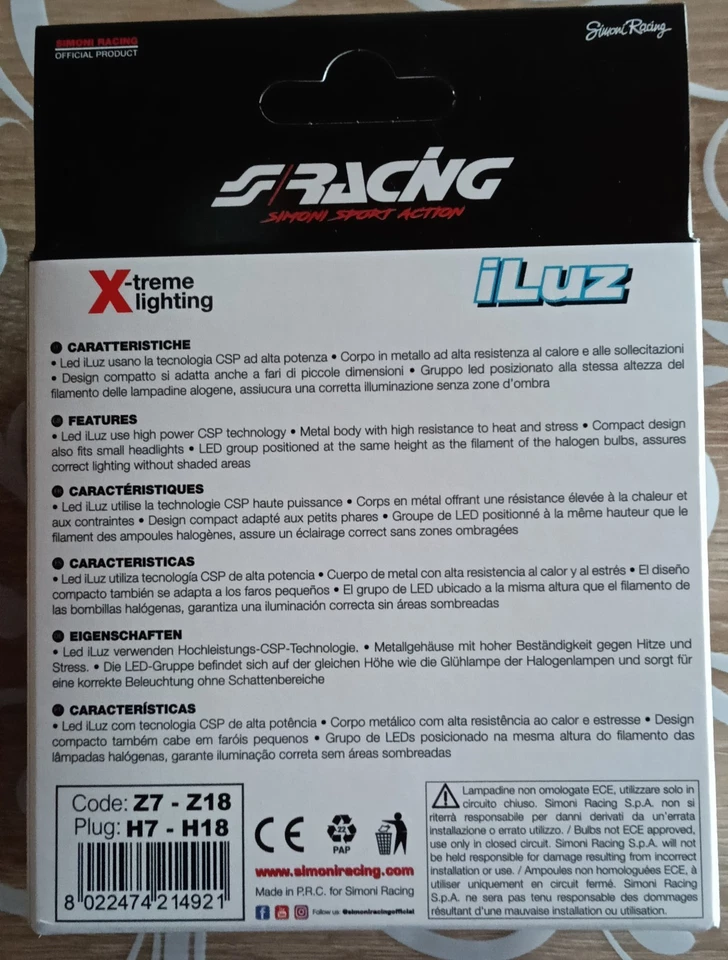 Kit Conversione LED Coppia Lampada H7  iLuz 6500K 10-30W Simoni Racing - Immagine 3 di 3