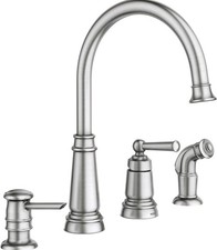 87042SRS Edison Spot Resist Stainless One-Handle High Arc 4-Hole Kitchen Faucet