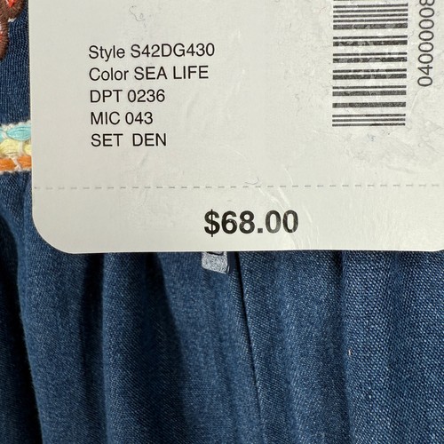 Go weich Denim bestickt Schildkrötenpanzer Terrassenkleid Gr. Large Sea Life durchgehender Reißverschluss - Bild 10 von 10