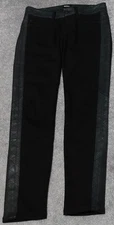 Hudson Leeloo Super Skinny Crop Jeans Women's Size 25 Black Calf Leather Trim
