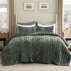  Velvet Quilt Queen Size Set - Lightweight Velvet Full/Queen 04 - Olive Green