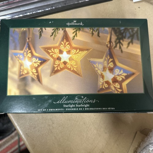 Juego de 3 adornos Hallmark Illuminations Starlight Starbright - Imagen 1 de 6