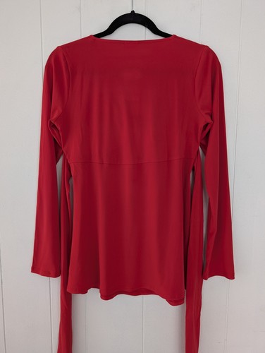 Motherhood Maternity Crossover Wrap Top Sz S Cozy Stretch Adjustable Above Bump - Picture 6 of 8
