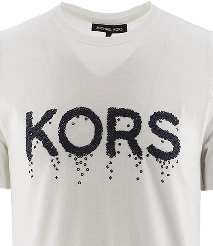 Michael Kors Graphic Logo Cotton T-Shirt White Large - Picture 3 of 9