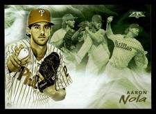 2019 Topps Fire #SM-4 Aaron Nola Smoke and Mirrors Gold Minted Phillies