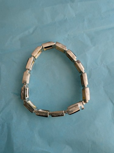 925 STERLING SILVER ONYX AND MOTHER OF PEARL BRACELET - Picture 9 of 9