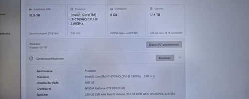 Acer Predator Gaming Notebook, Laptop 17“, GX-791-73KD, GeForce GTX 980 - Bild 6 von 6