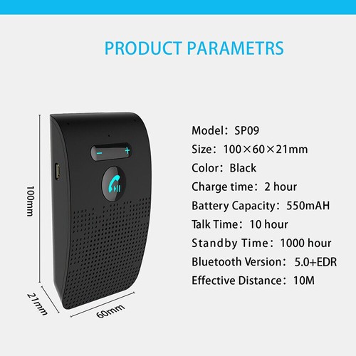 Wireless Car Bluetooth Handsfree Car Kit Speaker Phone Sun Visor Clip - Picture 10 of 20