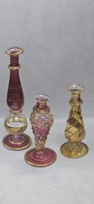 Lot Of 3 Vintage Egyptian Blown Glass Oil Perfume Bottles