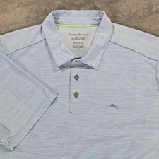 Tommy Bahama Palm Coast Island Zone Pro Polo Shirt Mens 2XL Blue Vented Wicking