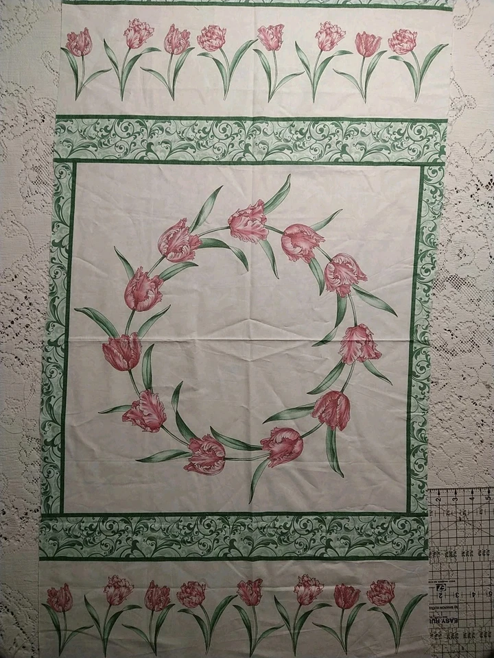 Benartex Evelyn's Etched Tulips Panel Quilt Sew Fabric Jackie Robinson 23x44" - Image 2 of 4