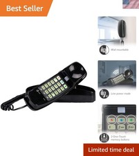 Wall-Mount Corded Phone with Lighted Keypad  Memory Features - 210 Black Model
