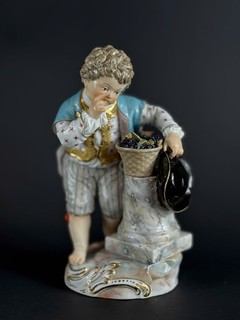Antique Meissen Porcelain Figurine of a Boy Gardener
