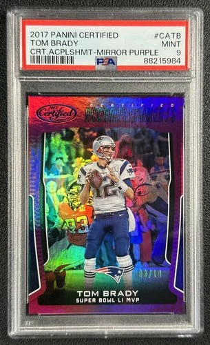 TOM BRADY PSA 9 2017 PANINI CERTIFIED #CA-TB ACCOMPLISHMENTS MIRROR PURPLE 3/10