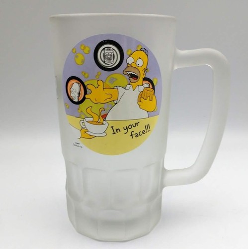 Taza de cerveza Simpson Homer vidrio esmerilado Stein 'In Your Face' juego de vajilla de dibujos animados - Imagen 3 de 3