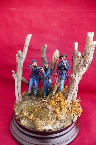 ACW Civil War Diorama 3 Northern Soldiers on Fire - Lead Soldiers 54mm