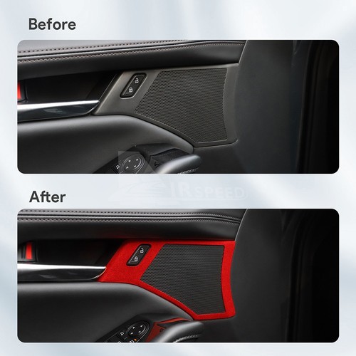 Pegatina de tira de ajuste de marco de altavoz de puerta de gamuza roja para coche Mazda 3 CX30 2019-2025 - Imagen 7 de 10