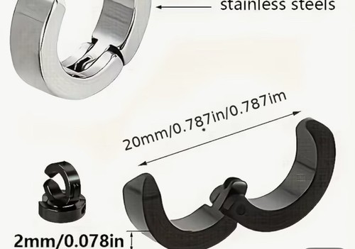 Ear Clip Piercing Earrings Black - Picture 2 of 3