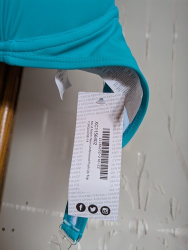 BNWT Neon Turquoise Size 14 Halter neck Push Up Bikini Top - Picture 3 of 3