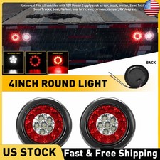 Round 4" Red/White 16-LED Truck Trailer Tail Lights Rear Brake Turn Signal DRL