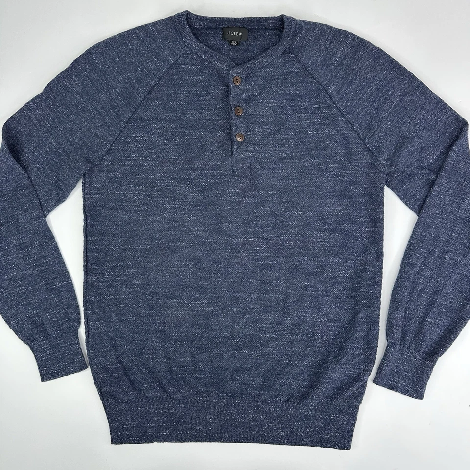 J.Crew Men Navy Blue And Dark Gray Rugged Cotton Henley Winter Sweater Bundle XS - Image 2 of 4