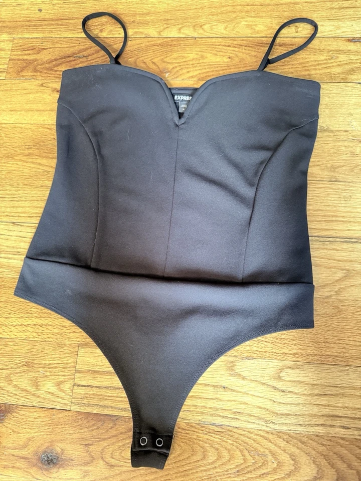 Body EXPRESS Mujer Negro Escote Corazón Talla M, Tanga Cierre a Presión Foto 4 de 4