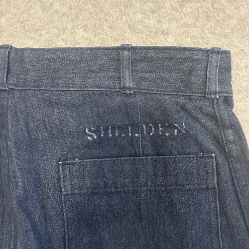 Vtg 70s US NAVY 32x30 Seafarer Bell Bottom Wide Leg Flare Denim Sailor Trousers - Picture 3 of 12