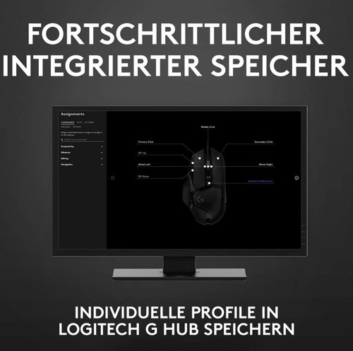 Logitech G502 Serie HERO High Performance Gaming-Maus -   Schwarz (910-005470) - Bild 8 von 11