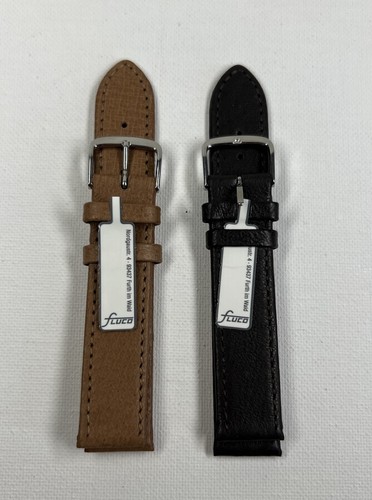 Fluco Watch Band Lot 20mm Lot Of 2 Genuine Leather Black and Brown