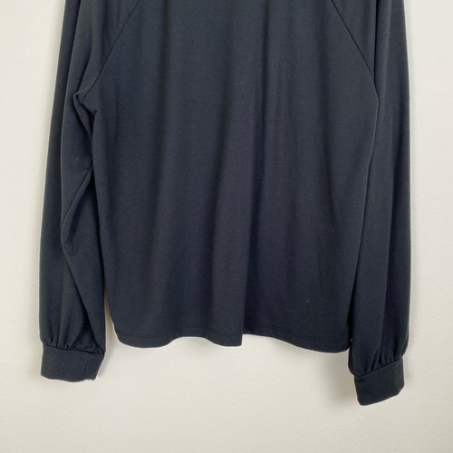 Banana Republic Terry Long Sleeve Raglan Pullover Top Minimalist Black Large - Picture 8 of 11