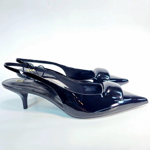 Zara Sling Back Heels Shoes Woman Size 9 Black Bow Pointed Toe 2222/510/800 New - Picture 6 of 15